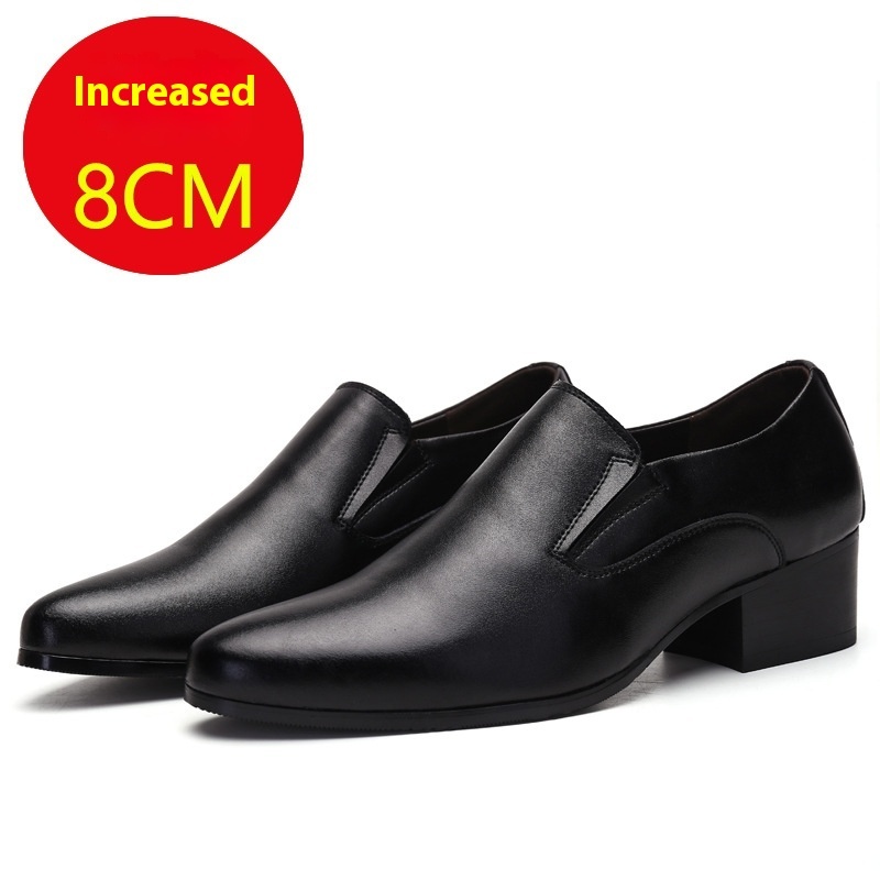 High Heel Pointed Leather Shoes Genuine Leather Men's Elevator Shoes - Image 3