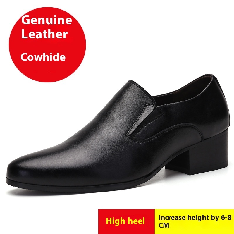 High Heel Pointed Leather Shoes Genuine Leather Men's Elevator Shoes - Image 6