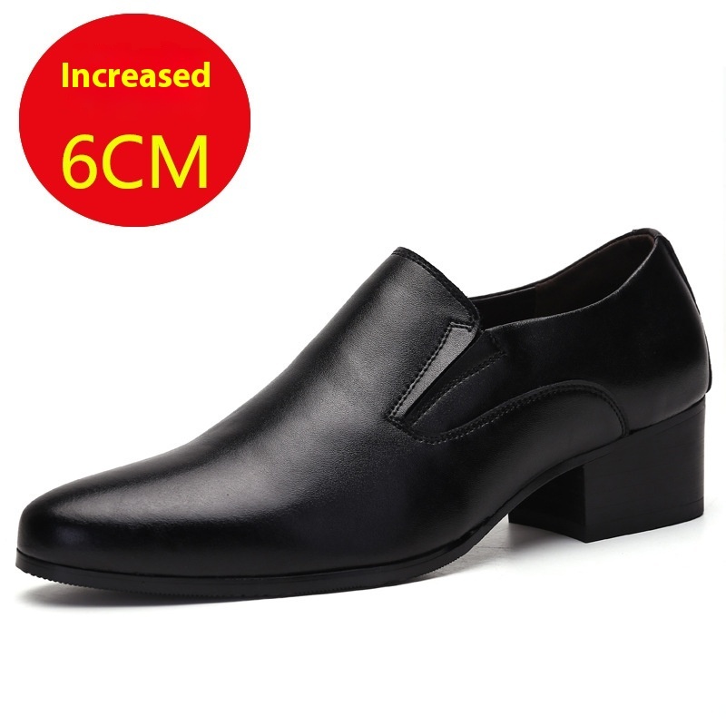 High Heel Pointed Leather Shoes Genuine Leather Men's Elevator Shoes - Image 2
