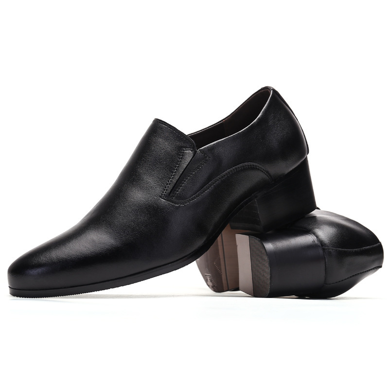 High Heel Pointed Leather Shoes Genuine Leather Men's Elevator Shoes - Image 5